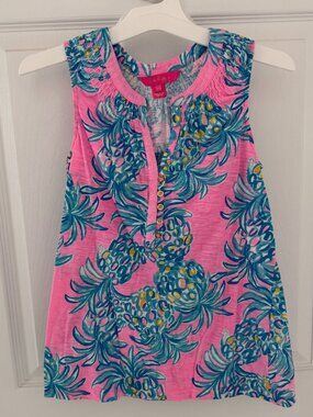 Lilly Pullitzer XXS Pink and Blue Sleeveless Tank Top